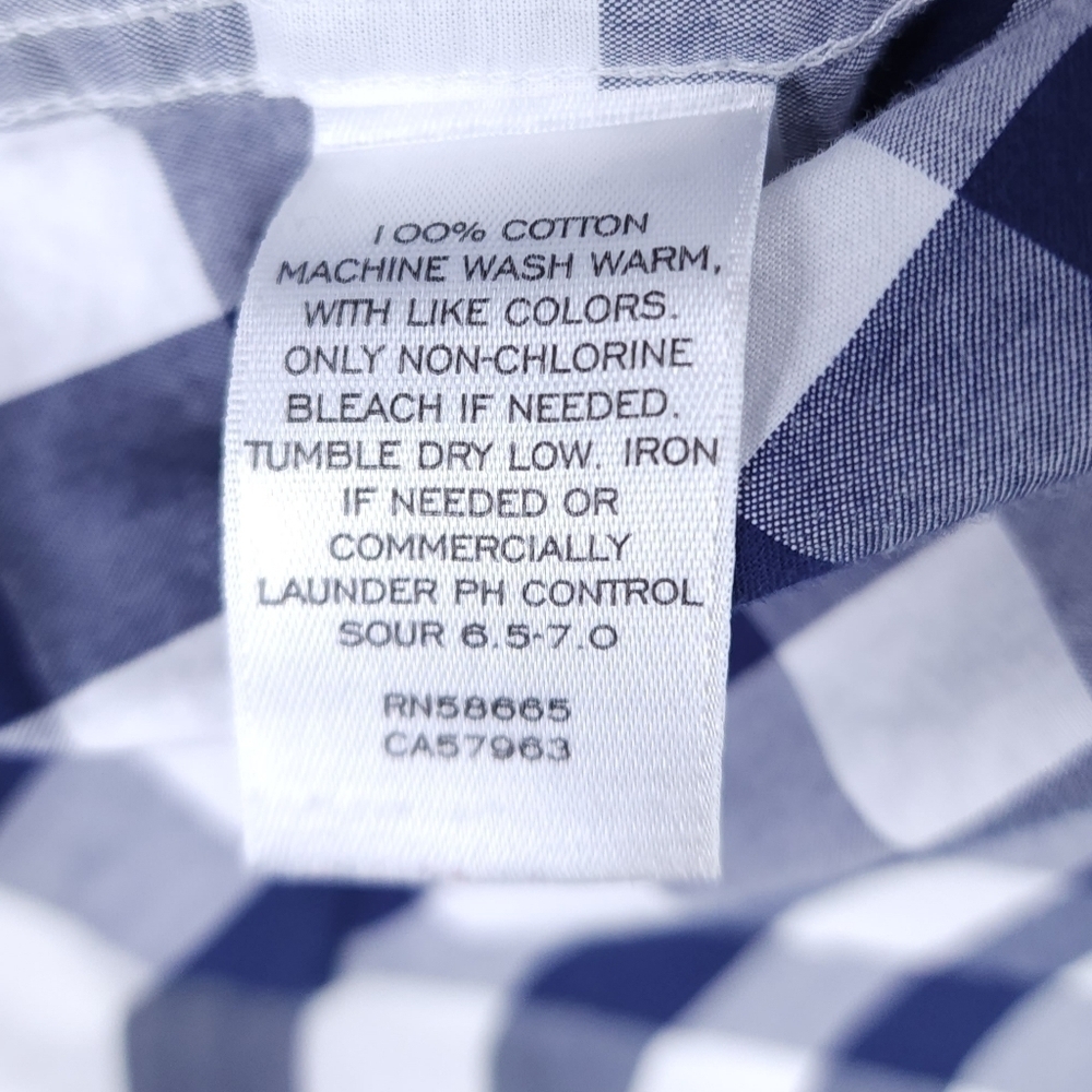 New Nordstrom Men's Trim Fit Blue White Plaid Long Sleeve Button Down 17.5 - Picture 5 of 6